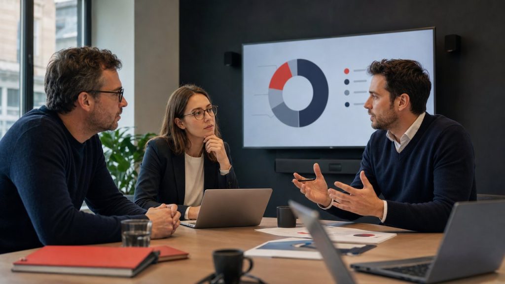 Vállalati csapat digitáliseszköz-stratégiáról egyeztet