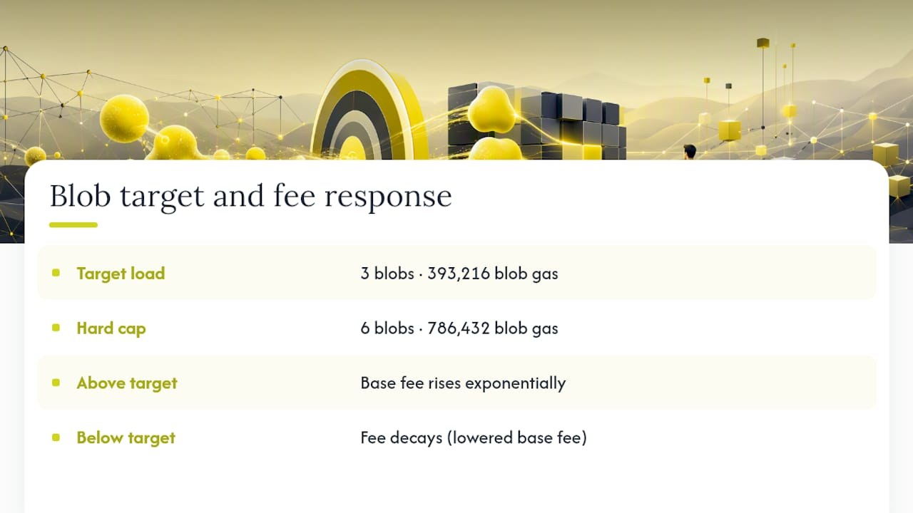 Blob target cap and fee response diagram